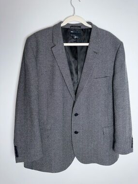 ASOS DESIGN 50R Gray Houndstooth Wool Blend Blazer Jacket Sport Coat